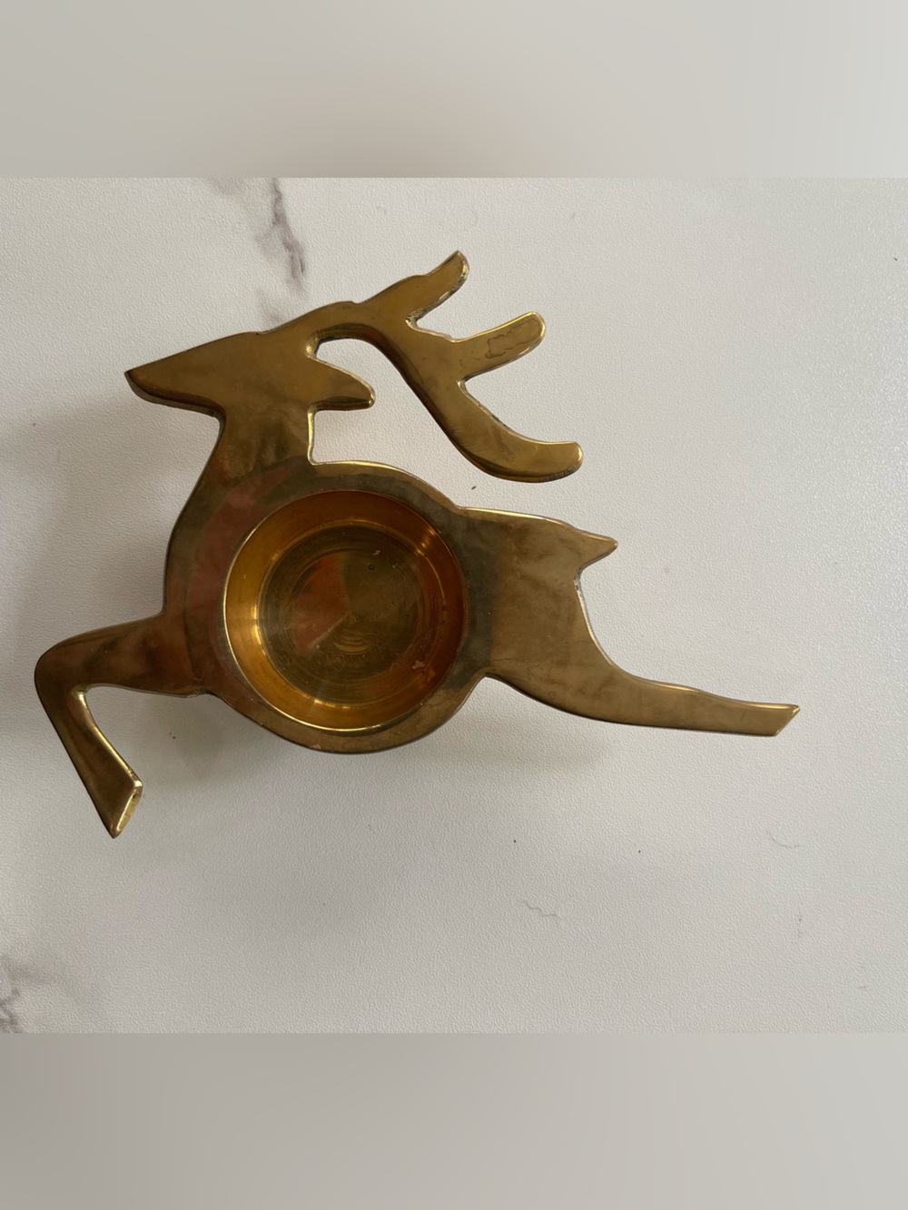 Brass Reindeer Tealight Holder - Gold Accent Home Decor
